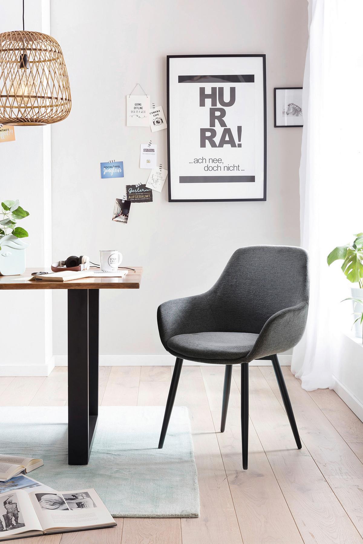 Set Naslanjačev Lena, Antracit, 2-Delni - črna/antracit, Moderno, kovina/tekstil (64/86/59cm) - Livetastic