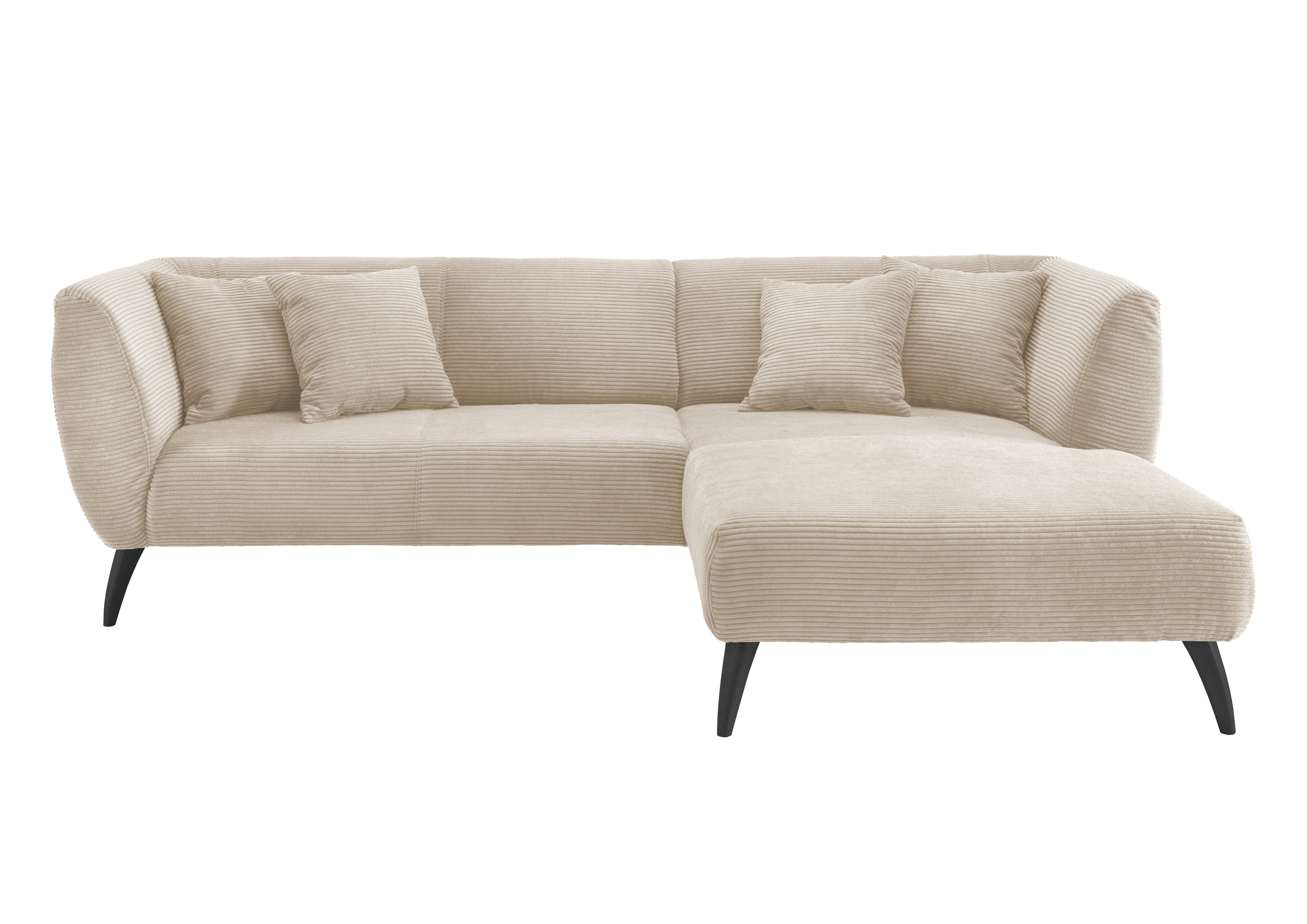 Wohnlandschaft Colori Beige Cord - Beige/Schwarz, MODERN, Holz/Textil (264/160cm) - MID.YOU