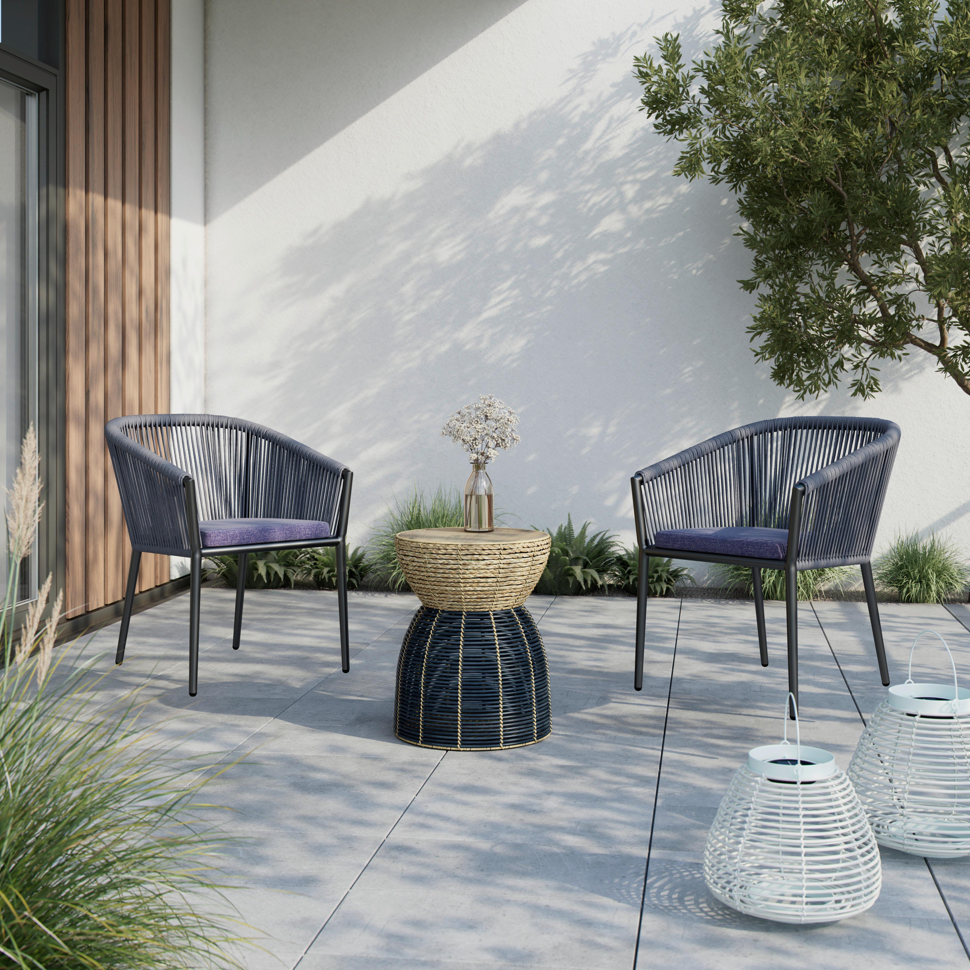 Gartensessel-Set 2-er Benicia Blau aus Metall/Textil - Blau/Schwarz, MODERN, Textil/Metall (55/76/63cm) - Bessagi Garden