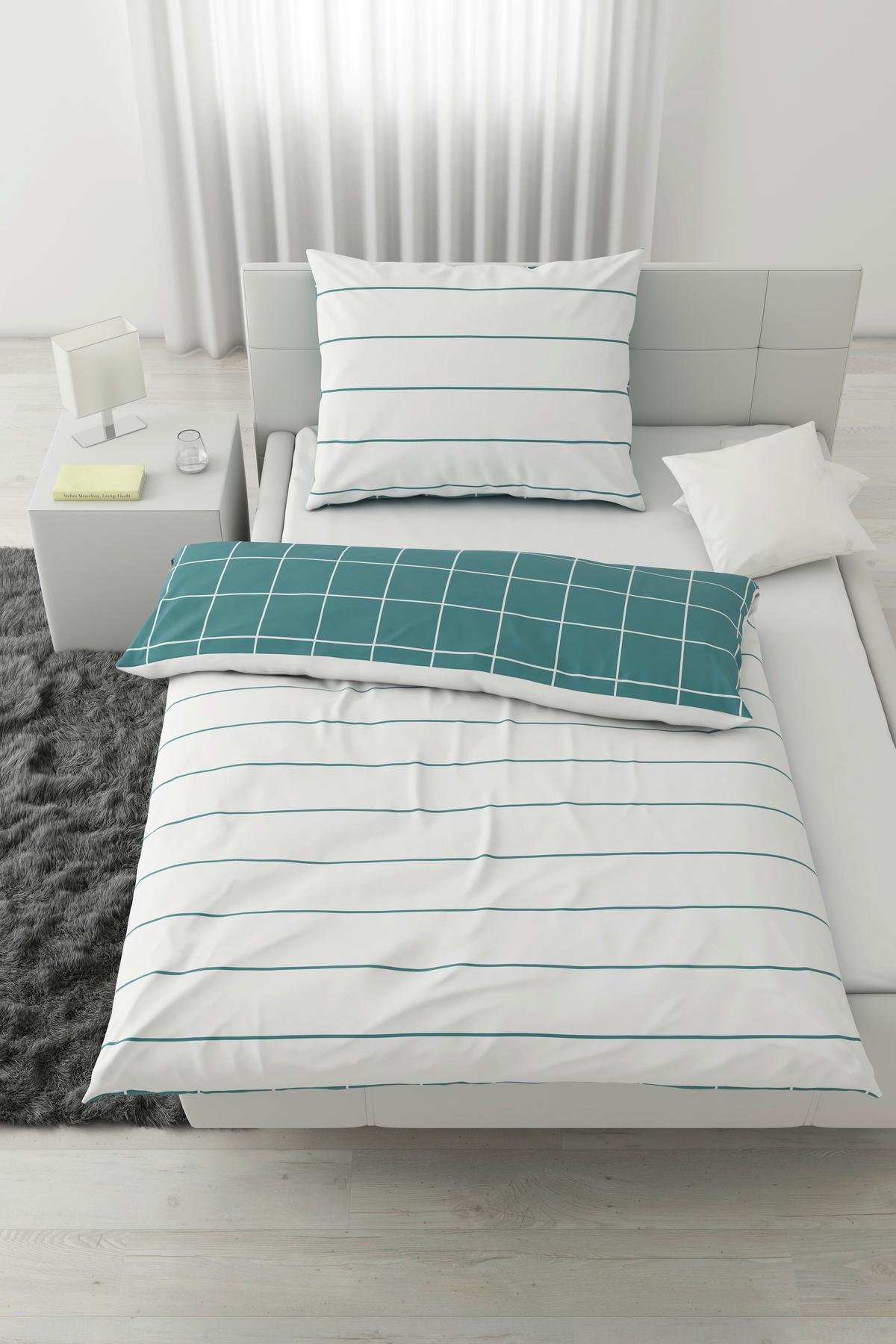 WENDEBETTWÄSCHESET KIRA WENDE COOLTEX - Blau/Weiss, Modern, Textil (160/210cm) - Modern Living