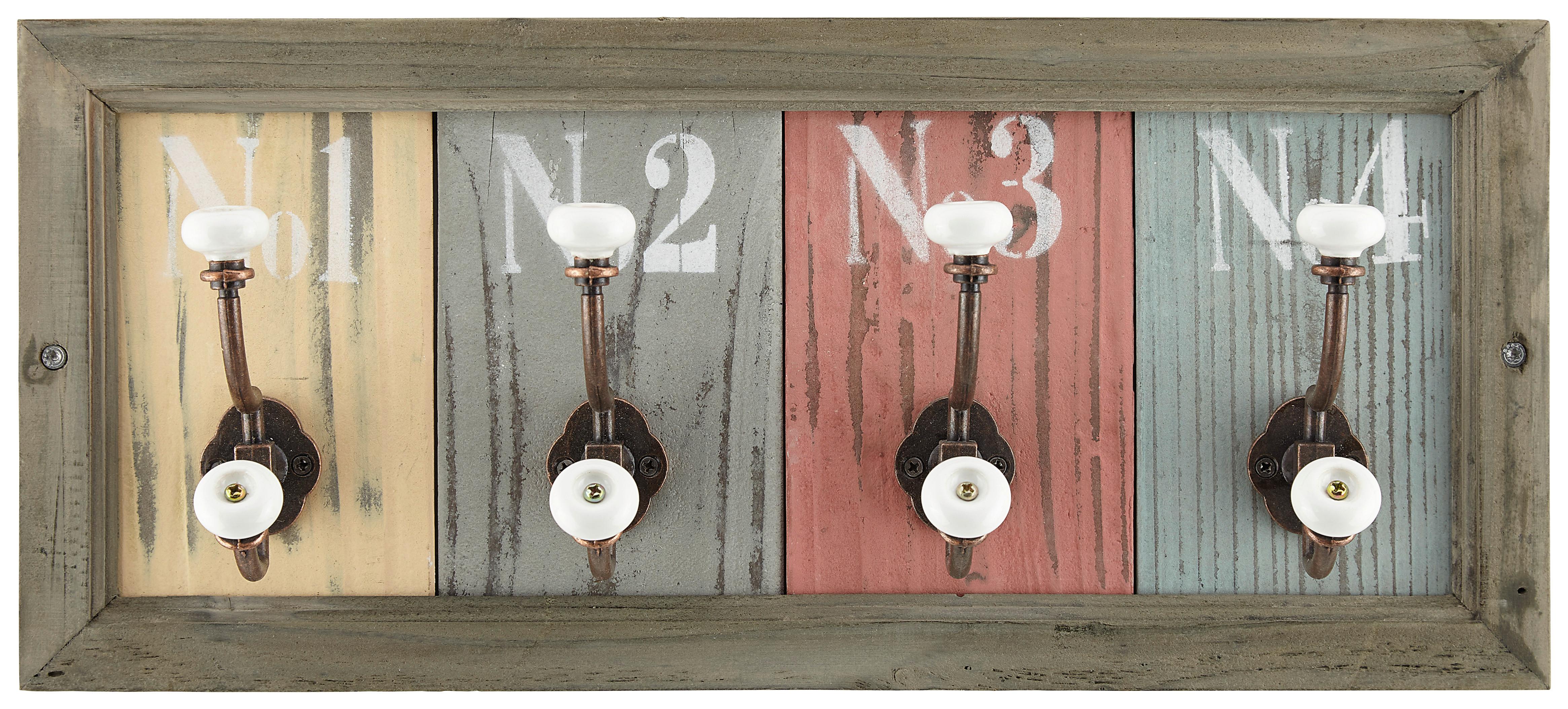 Zidna Vješalica Jessica 4 - smeđa, Romantično / ladanjski, drvo (48/21/10cm) - Modern Living