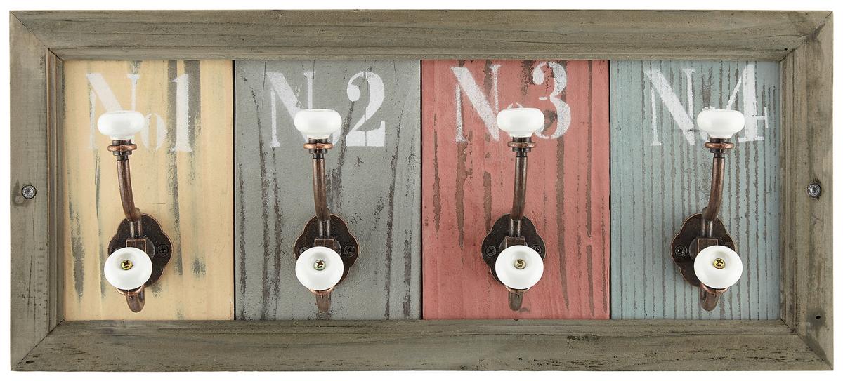 Zidna Vješalica Jessica 4 - smeđa, Romantično / ladanjski, drvo (48/21/10cm) - Modern Living