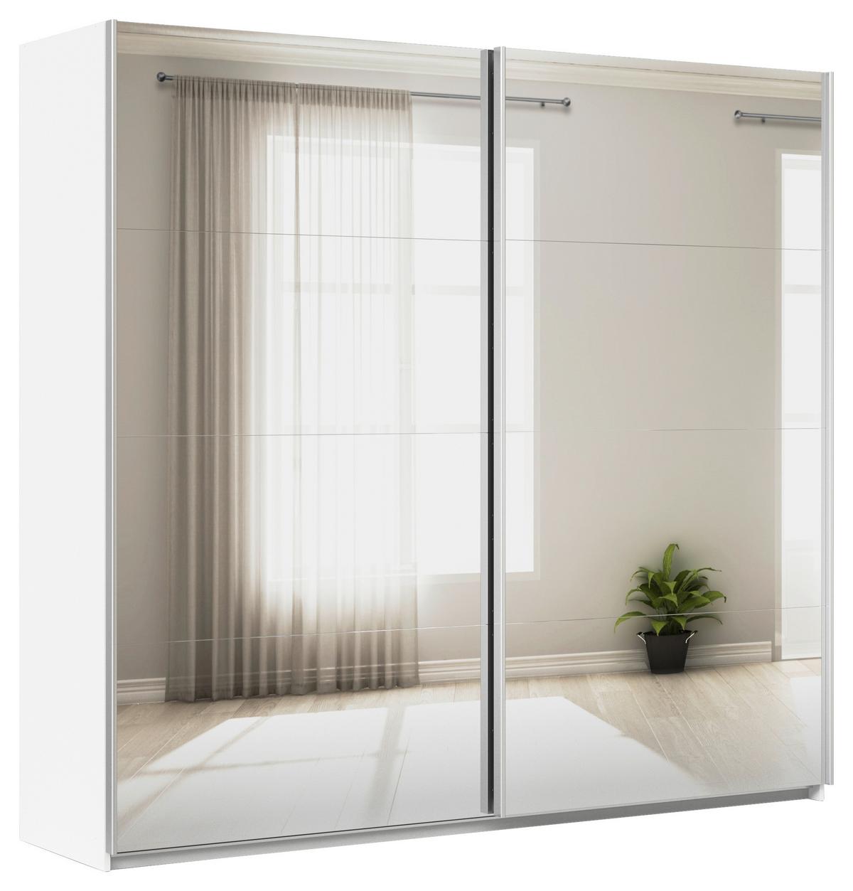 DULAP USI CULISANTE FELDKIRCH - argintiu/alb, Modern, sticlă/material pe bază de lemn (225/210/62cm)