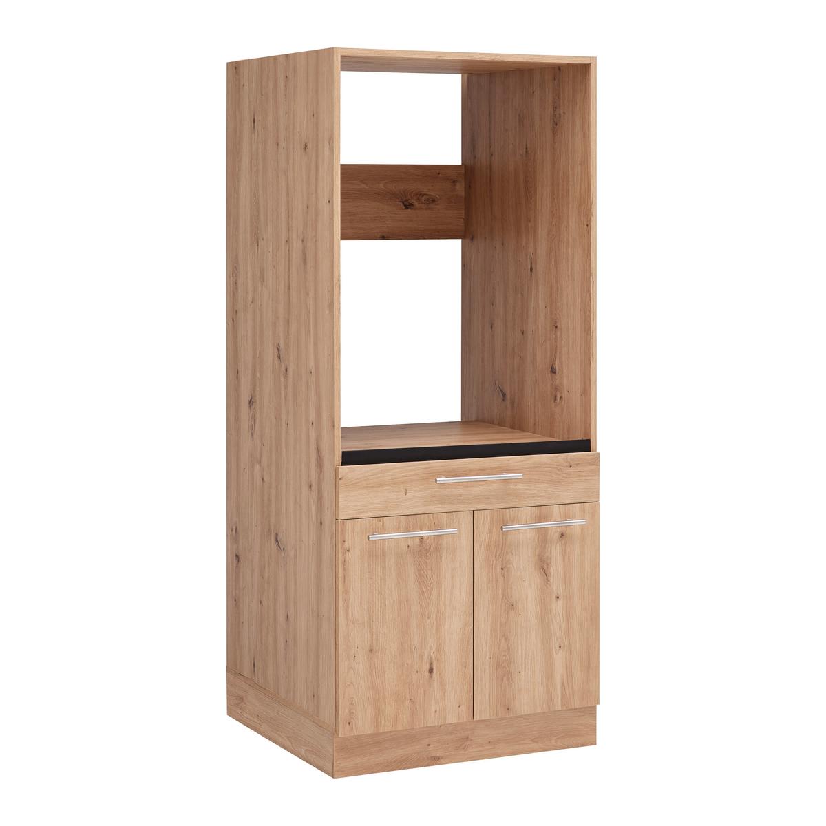Waschmaschinenverbau Aileen in Eiche Artisan - Silberfarben/Schwarz, KONVENTIONELL, Holzwerkstoff/Kunststoff (67,5/162/67,5cm) - Mömax
