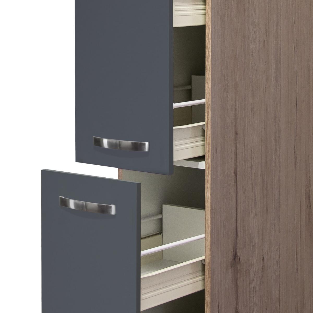 Apothekerschrank Shadow ca. 30x200x57 cm Grau/Eiche - Edelstahlfarben/Dunkelgrau, MODERN, Holzwerkstoff/Metall (30/200/57cm) - FlexWell