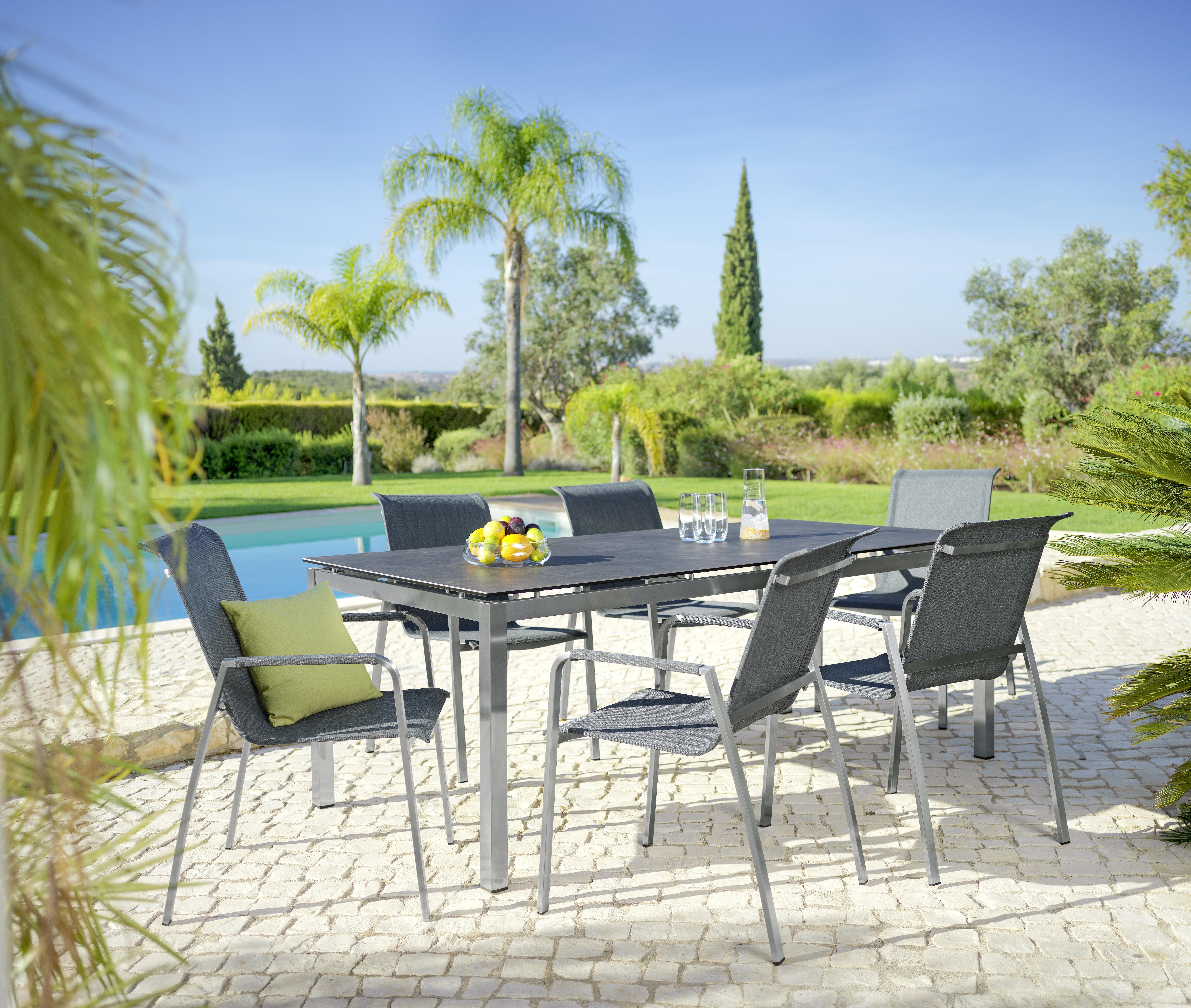 OGRODOWY FOTEL RELAKSACYJNY CAP BENAT MOVE - antracytowy/kolor stalowy, Design, metal/tkanina (55/110/62cm) - Mömax