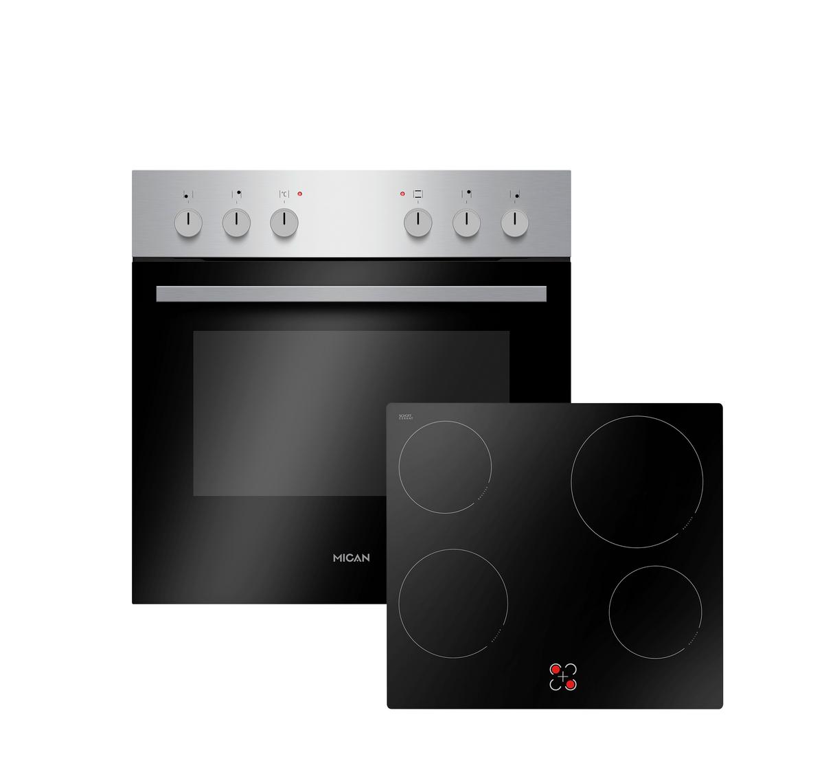 Herdset 90330 - Edelstahlfarben/Schwarz, KONVENTIONELL, Metall (60/59,5/55cm) - Mican