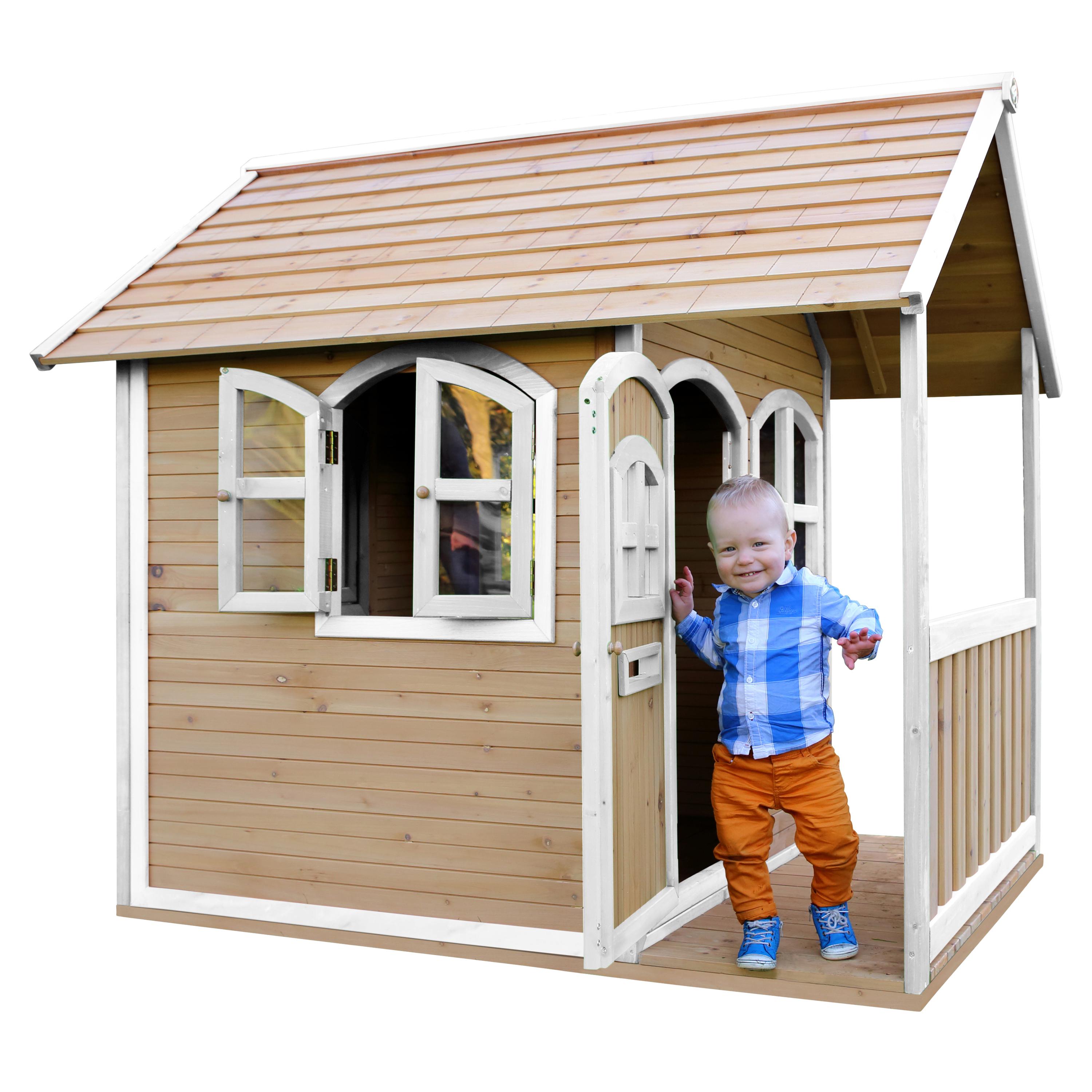 Spielhaus Alex aus Zedernholz - Braun/Weiß, Basics, Holz (137/178/191cm) - Ambia Garden