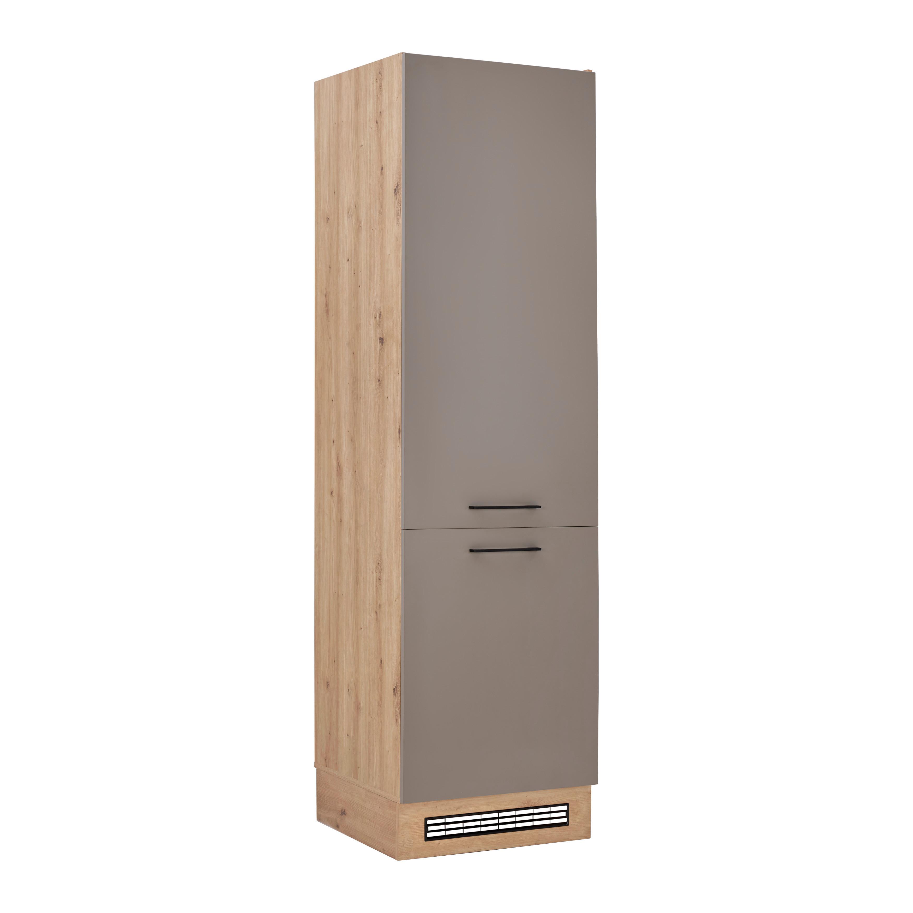 Szekrény Hűtőszekrényhez Linz Ks60 - fekete/Artisan tölgy, Modern, faalapú anyag/fém (60/211/57cm)