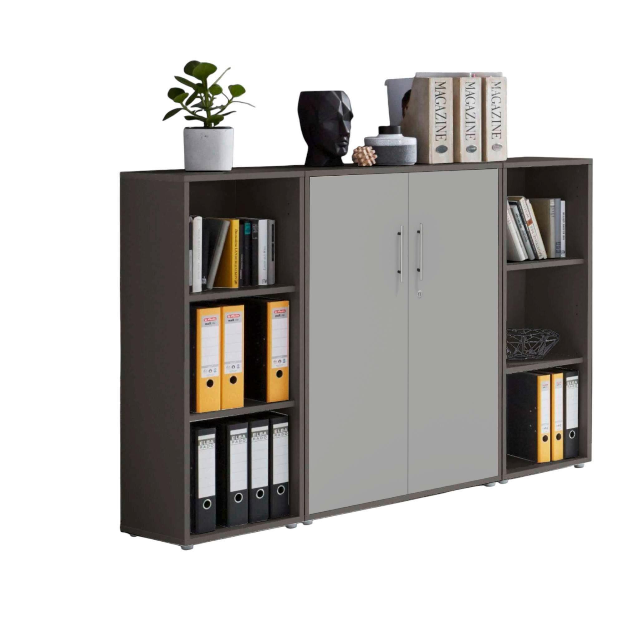 AKTENSCHRANK OFFICE EDITION - SW SET 2 - Anthrazit/Hellgrau, MODERN, Holzwerkstoff (172,6/113,6/33cm) - MID.YOU
