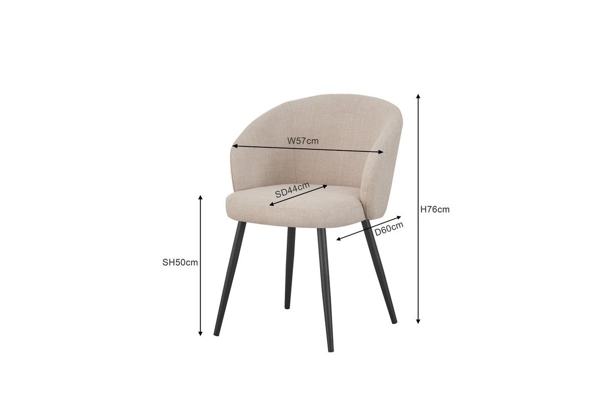 Stuhl Nala Beige - Beige/Schwarz, LIFESTYLE, Textil/Metall (57/76/60cm) - Mömax