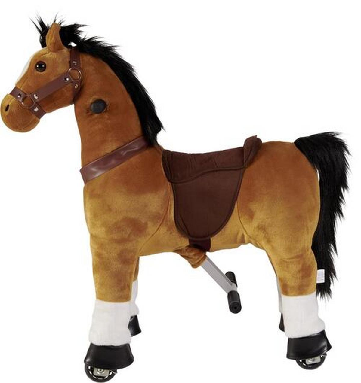 KONIK NA BIEGUNACH GALOPP - brązowy, Trend, metal/tkanina (76/27/85cm) - My Baby Lou