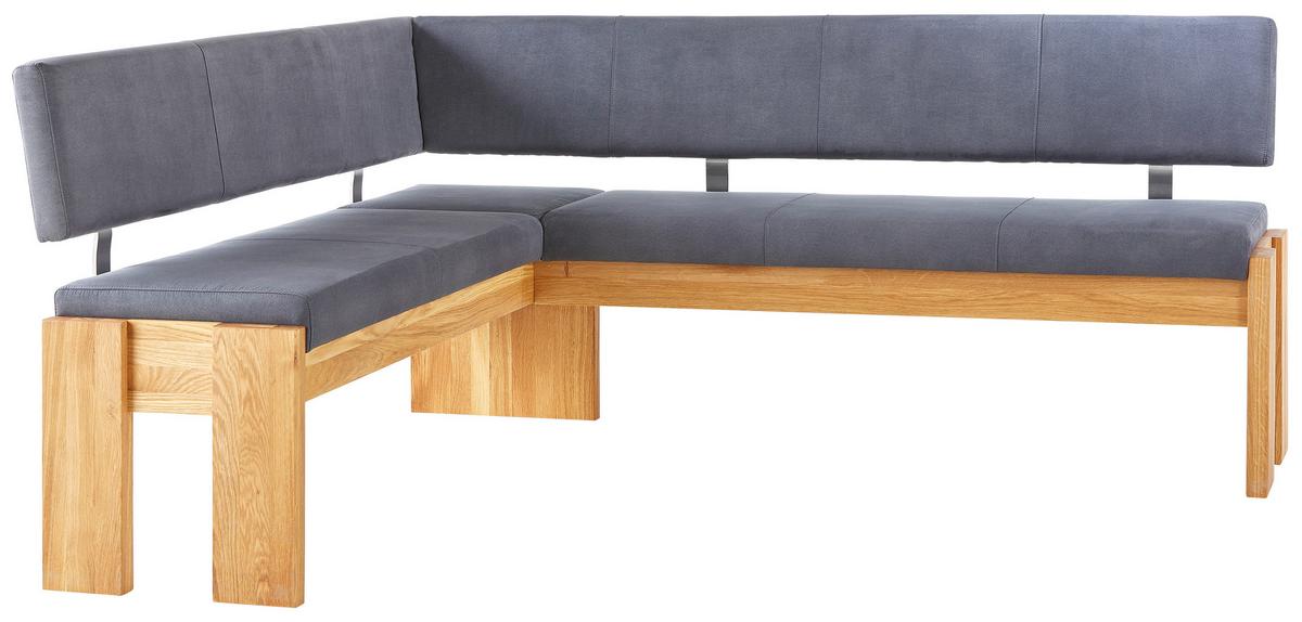 Truheneckbank in Eiche massiv in Eichefarben/Dunkelgrau - Dunkelgrau/Eichefarben, Basics, Holz/Textil (167/192cm) - Mömax
