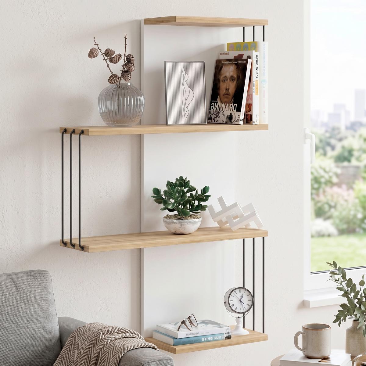 Wandboard Dolira Weiß/Eichefarben - Eichefarben/Weiß, Design, Holzwerkstoff (68/98/19cm) - Livetastic