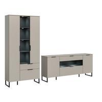 Dnevni Regal Noida, Kašmir, Črna, Osvetlitev, 2-Delni - kašmir/črna, Design, kovina/leseni material (290/192/41cm) - Livetastic