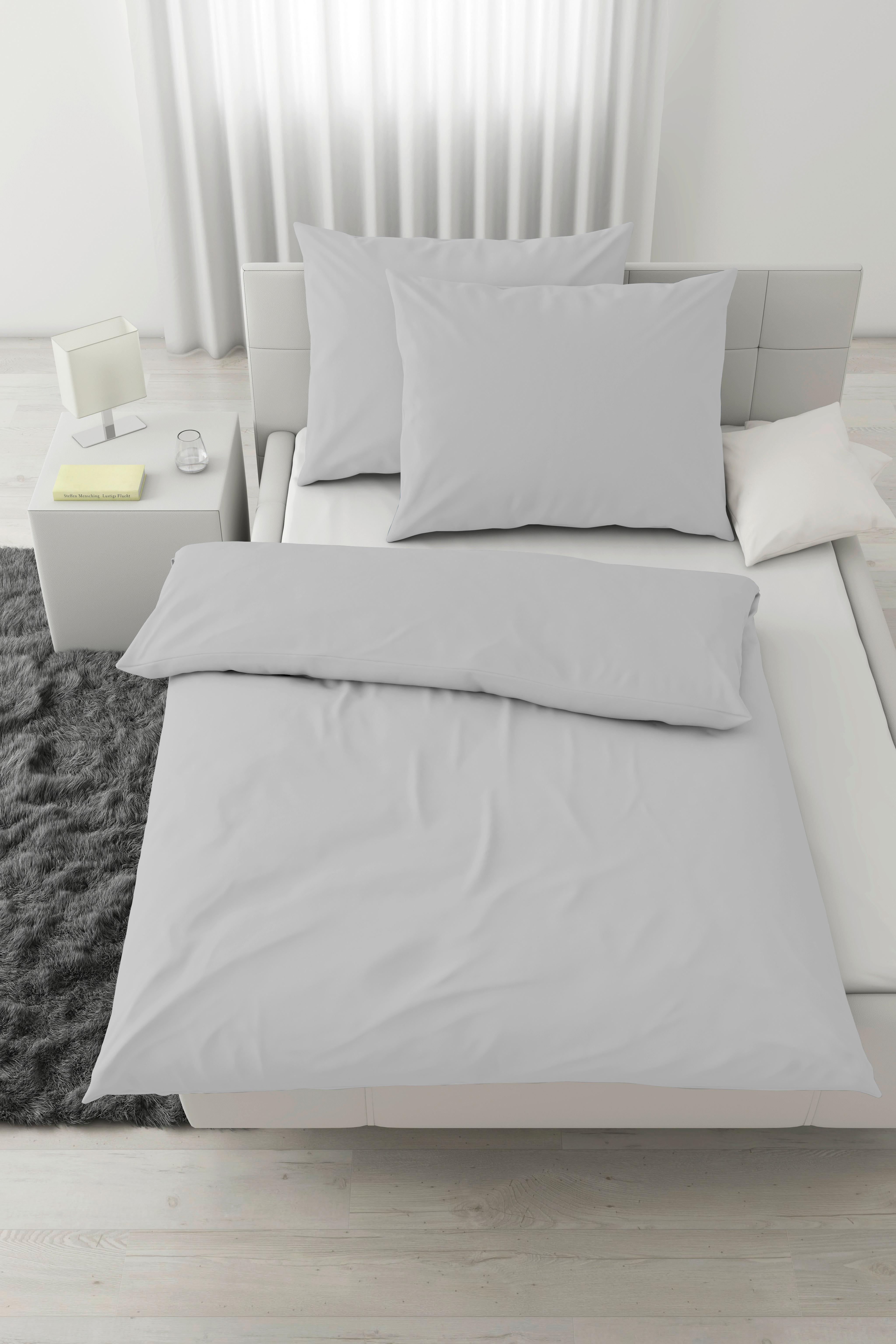 Bettwäsche Stone Washed Uni XXL ca. 200x220cm - Hellgrau, MODERN, Textil (200/220cm) - Modern Living