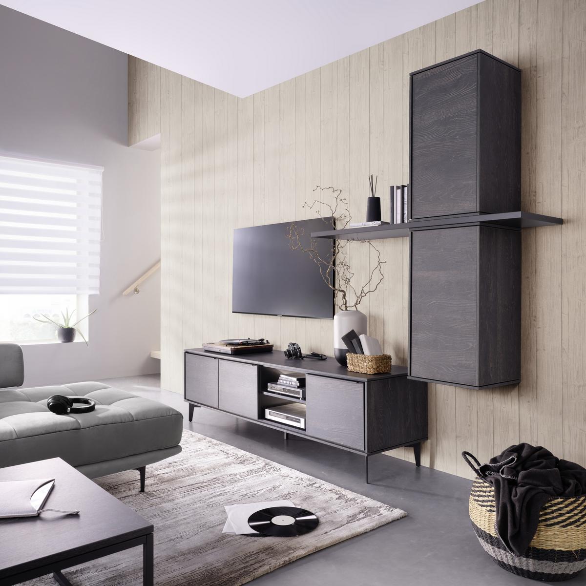 Hängeelement Aarhus in Anthrazit - Anthrazit/Schwarz, MODERN, Holzwerkstoff/Metall (38/73/37cm) - Premium Living