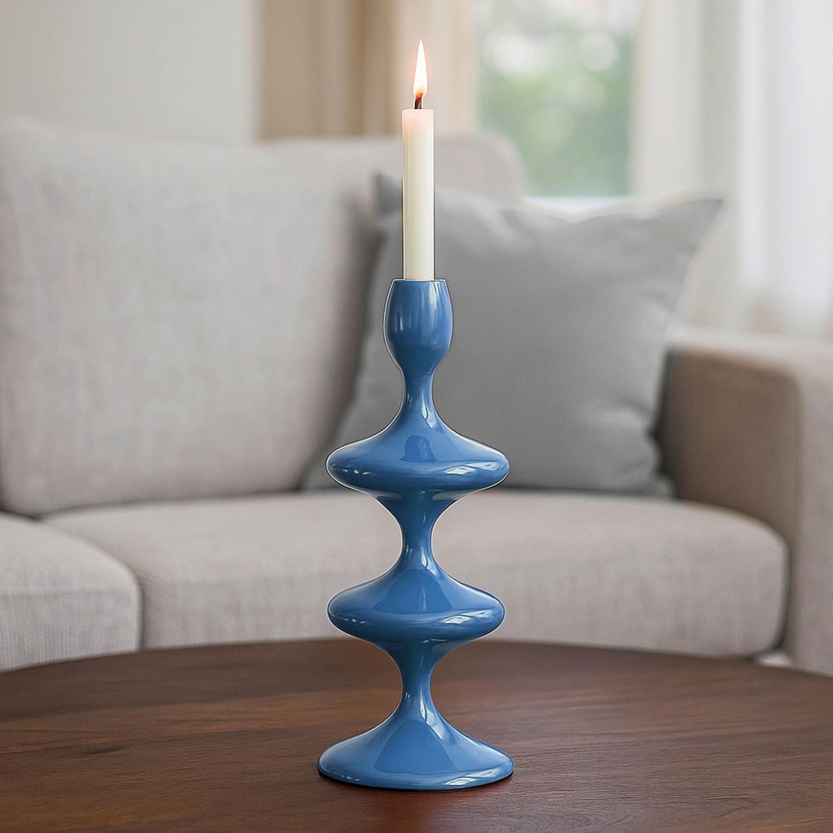 Stabkerzenhalter Laureen Blau - Blau, Basics, Metall (11/28/11cm)