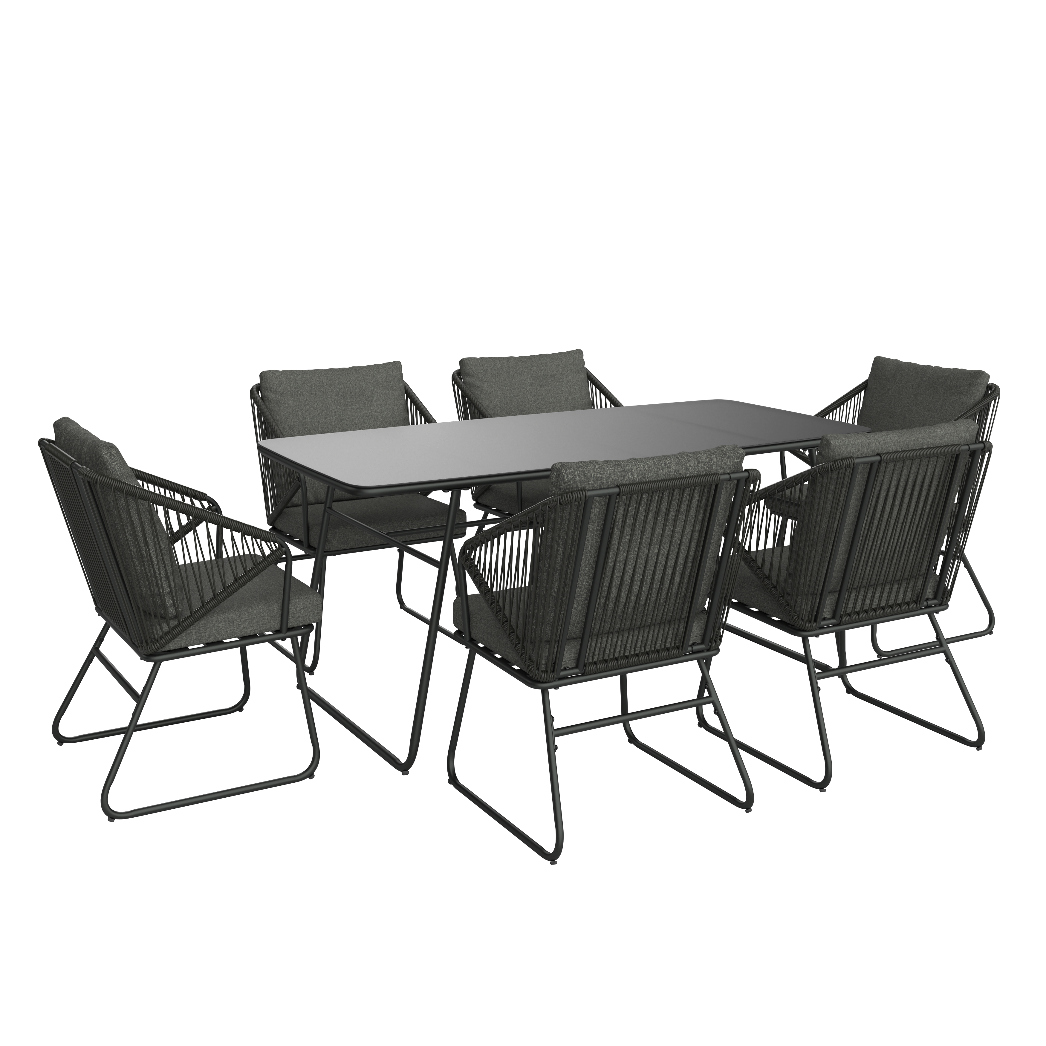 Set grădină Mathi - gri închis/negru, Modern, plastic/sticlă (85/76/180cm) - Mömax