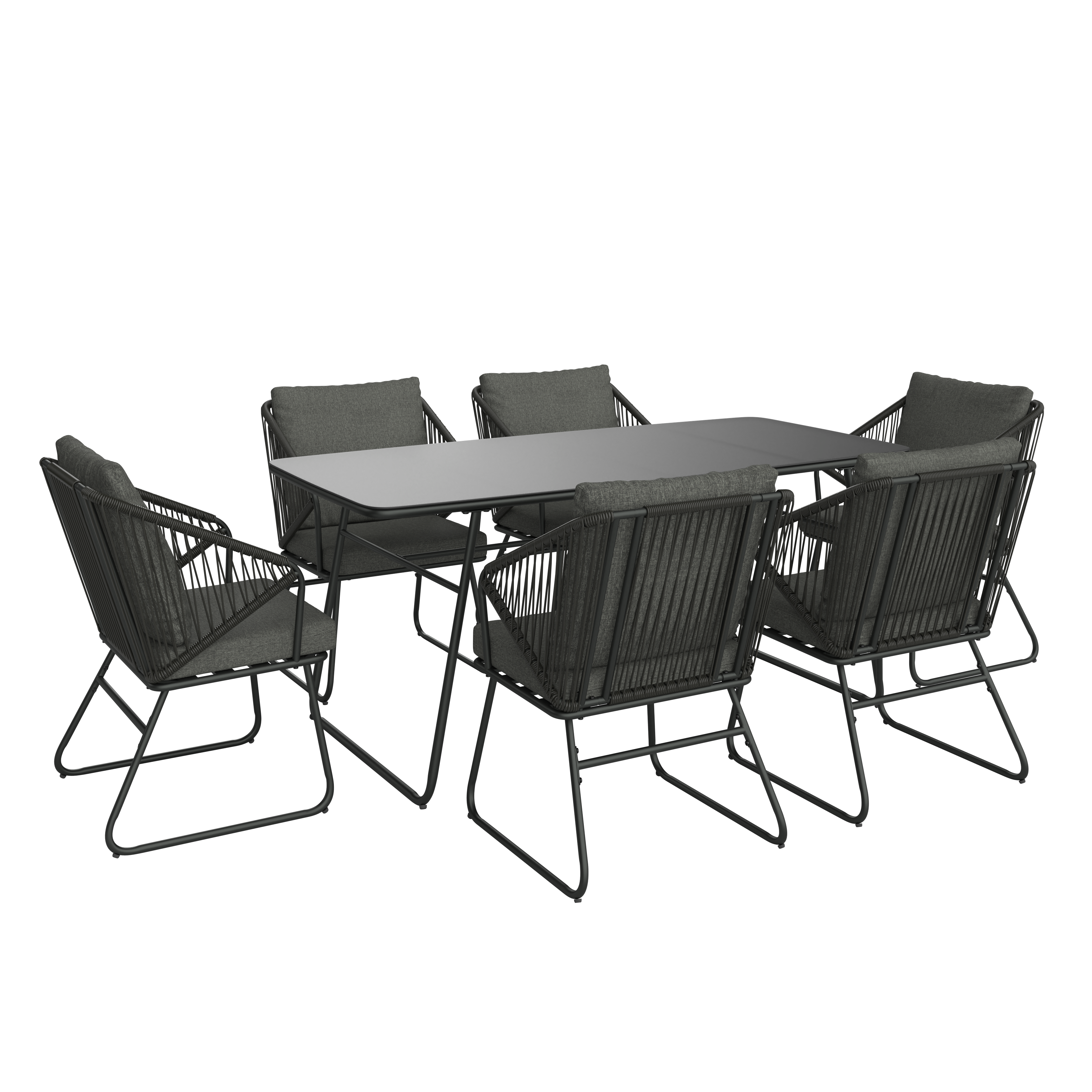 Vrtna Lounge Garnitura Mathi - temno siva/črna, Moderno, kovina/umetna masa (85/76/160cm)