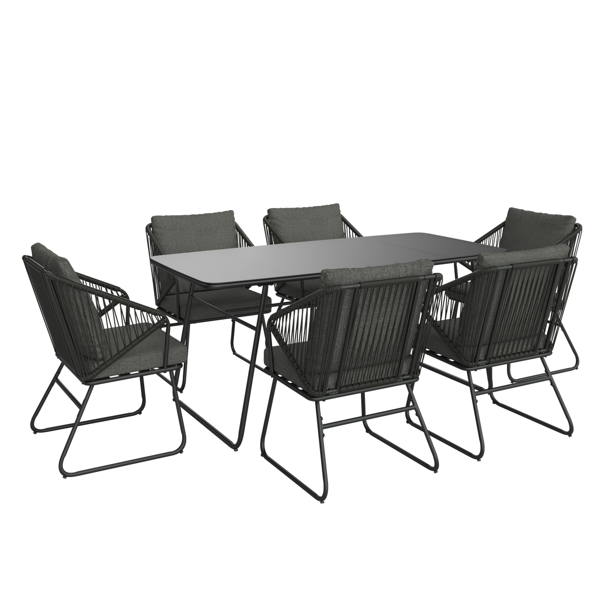 Set grădină Mathi - gri închis/negru, Modern, plastic/sticlă (85/76/180cm) - Mömax