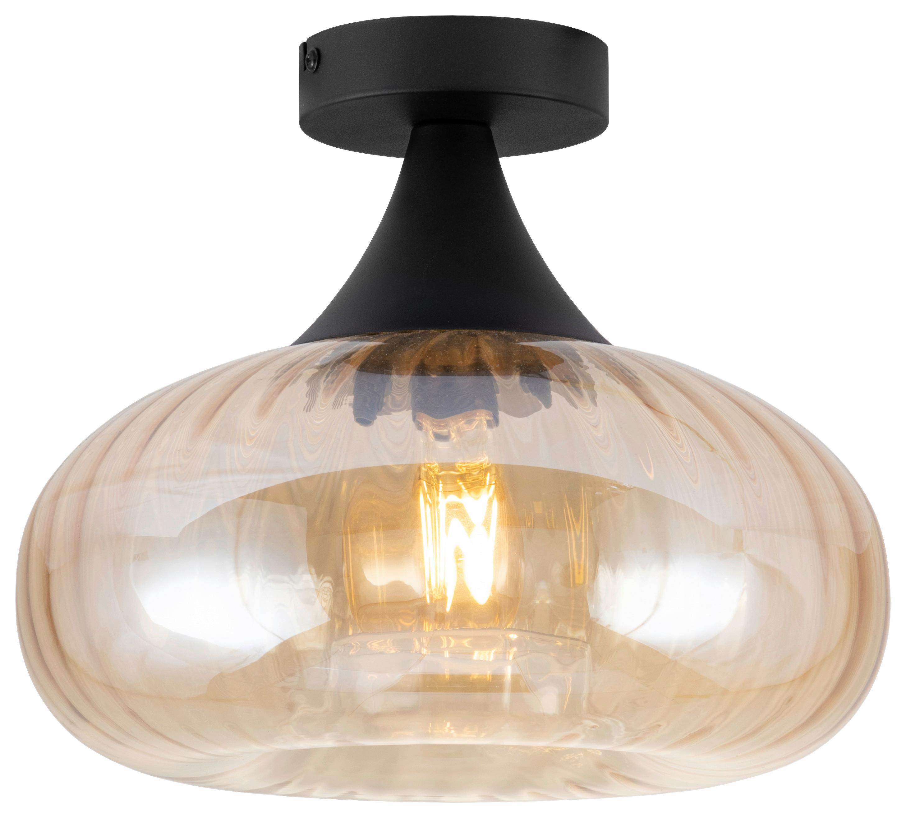 LAMPA SUFITOWA DANIELA - kolor bursztynowy/czarny, Design, metal/szkło (28/23cm) - Collet's Monde