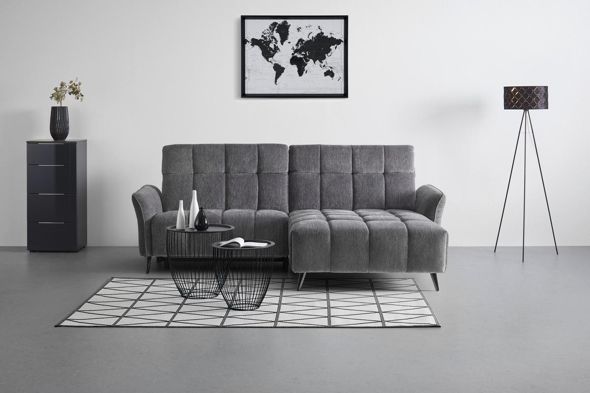 Ecksofa Pisa Anthrazit - Anthrazit/Schwarzchrom, MODERN, Holz/Textil (248/173cm) - Mömax