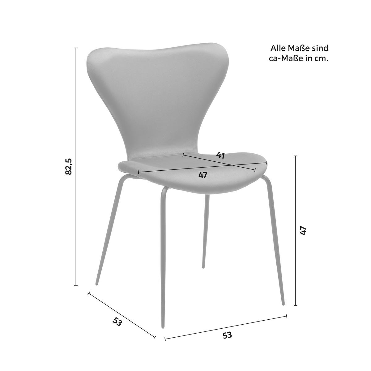 Stuhl Alicia Petrol Samt Gepolstert - Petrol/Schwarz, MODERN, Holz/Textil (53/82,5/53cm) - Bessagi Home