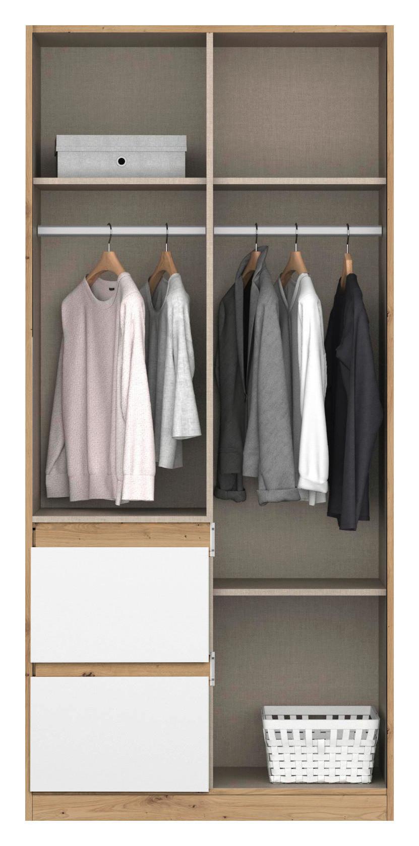 DULAP USI ROTATIVE NIDDA - alb/stejar Artisan, Basics, material pe bază de lemn (91/197/54cm) - Modern Living