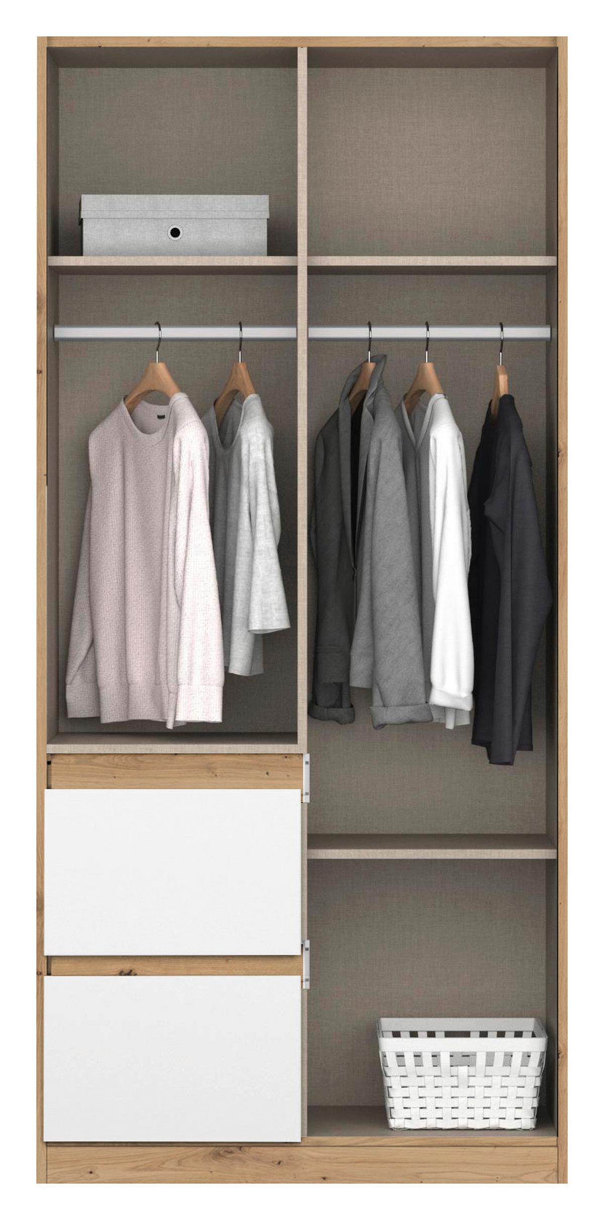 DULAP USI ROTATIVE NIDDA - alb/stejar Artisan, Basics, material pe bază de lemn (91/197/54cm) - Modern Living