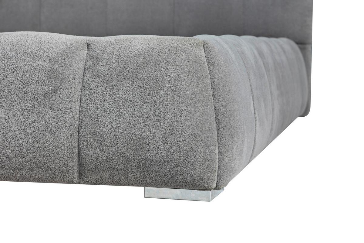 Oblazinjena Postelja Natalia, Siva, 180x200cm - črna/siva, Design, kovina/umetna masa (208/90/228cm) - Livetastic