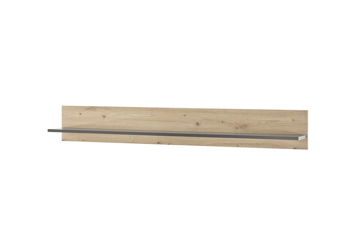 Wohnwand Clair Graphitfarben/Eiche Artisan - Graphitfarben/Eiche Artisan, Design, Glas/Holzwerkstoff (290/194/40cm) - MID.YOU