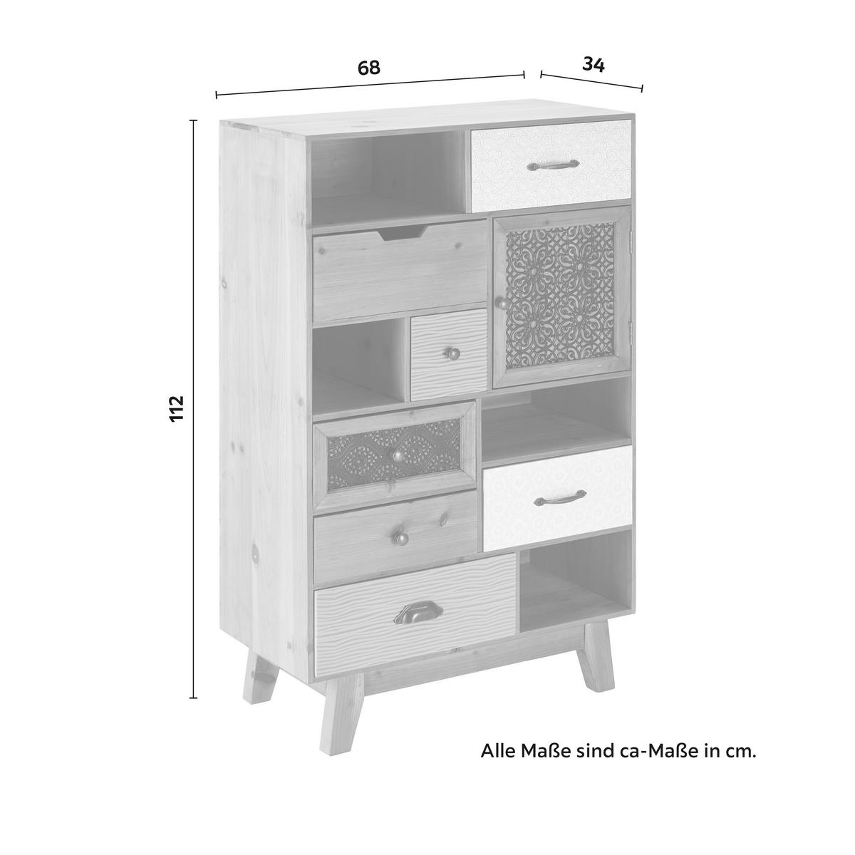 Kommode Frame Multicolor Echtholz/MDF - Multicolor/Schwarz, MODERN, Holz (68/112/34cm) - Bessagi Home