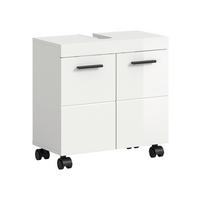 Waschbeckenunterschrank NOVA Weiß, Weiß Hochglanz - Weiß Hochglanz/Schwarz, Trend, Holzwerkstoff/Kunststoff (60/58/30cm) - MID.YOU