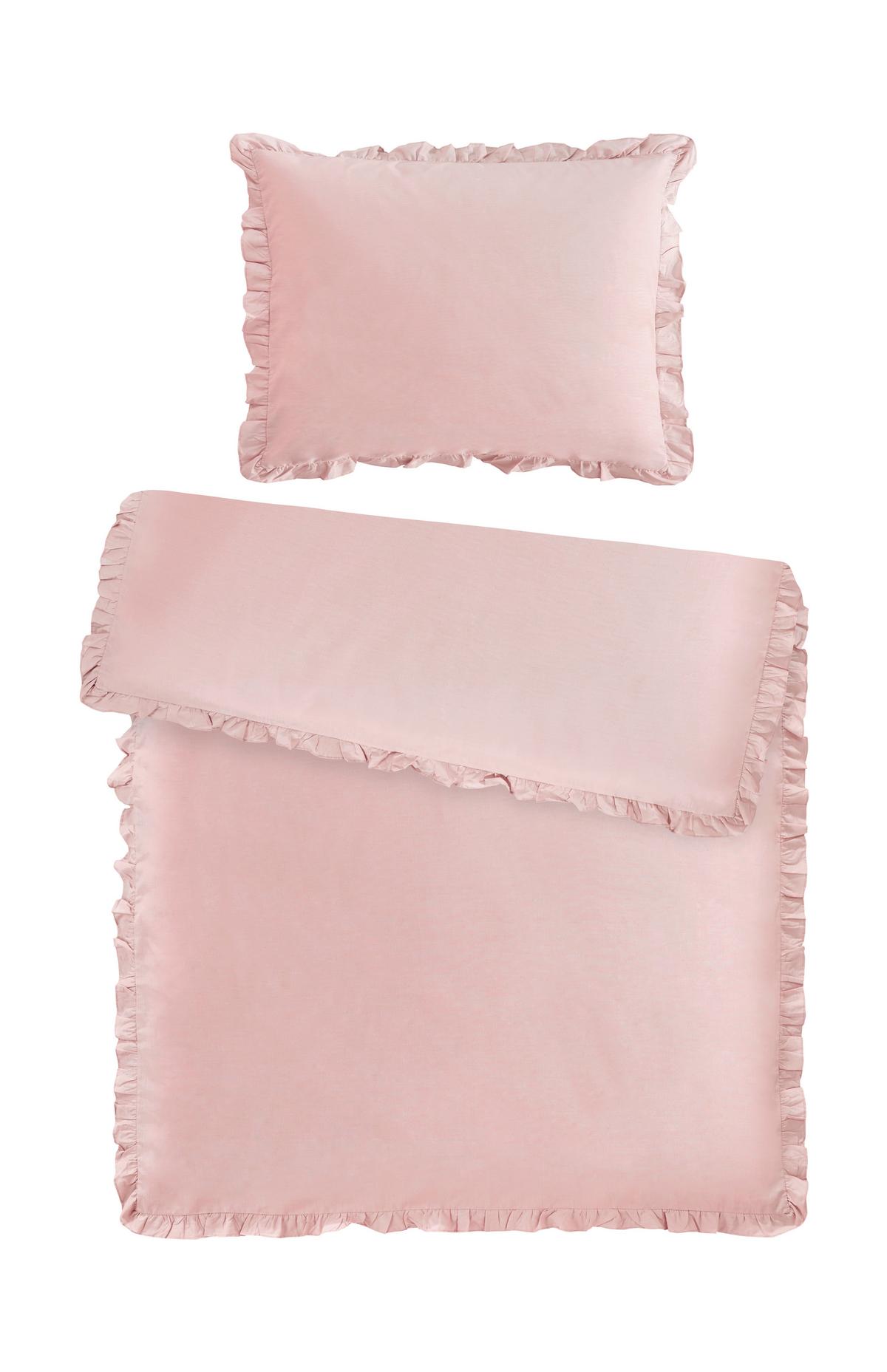 Posteljnina Rüschen, Roza, 60/80, 140/200 - Romantika, tekstil (140/200cm) - Modern Living