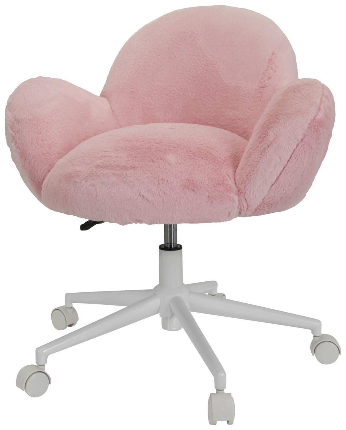 Jugenddrehstuhl Kiddy Teddy ca.65x79x64cm Teddystoff Rosa - Rosa/Weiß, MODERN, Kunststoff/Textil (65/79/64cm) - MID.YOU