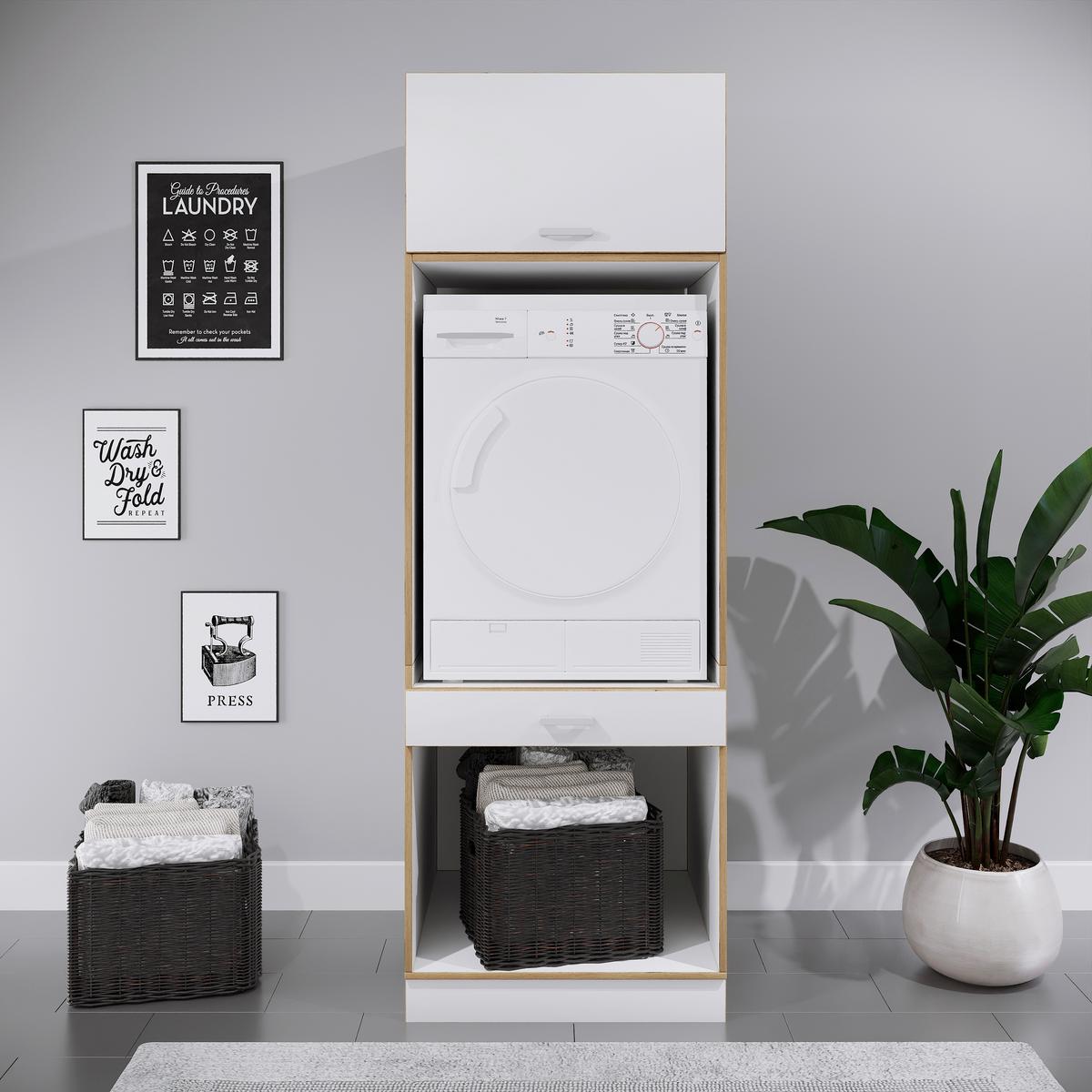 Waschmaschinenschrank Rislo - Honigeiche/Weiss, Trend, Holzwerkstoff/Kunststoff (67/200/68cm) - MID.YOU