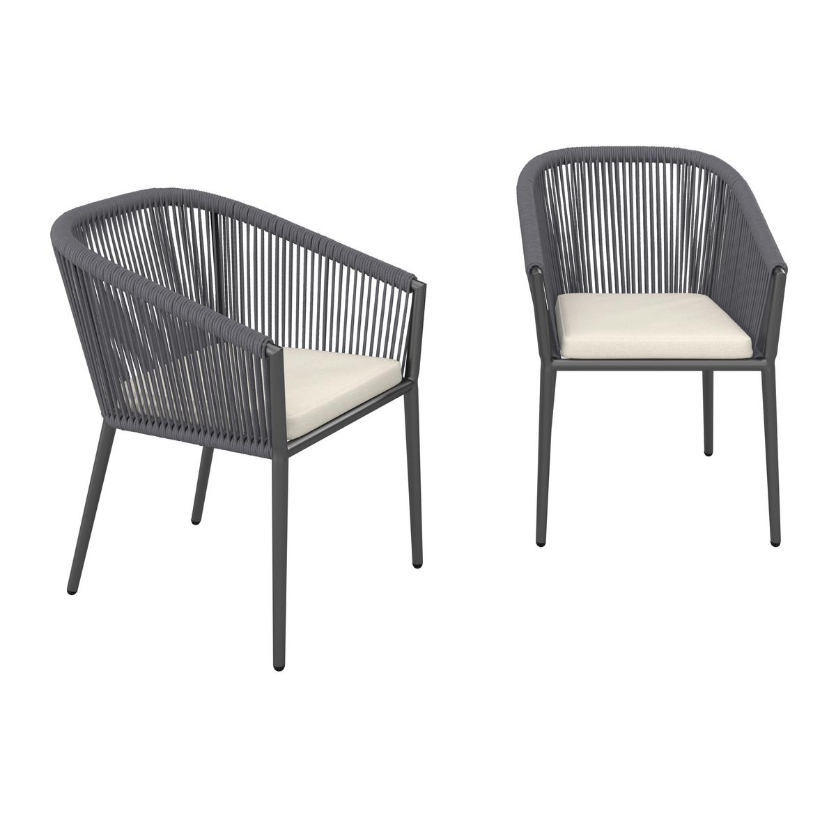 Kerti Karosszék Szett 2db Szék/csomag Benicia - fekete/sötétszürke, Modern, textil/fém (55/76/63cm) - Bessagi Garden