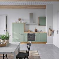 Küchenblock Cascada Low m. Geräten Schilfgrün - Schilfgrün/Eichefarben, MODERN, Holzwerkstoff/Metall (270cm) - Nobilia