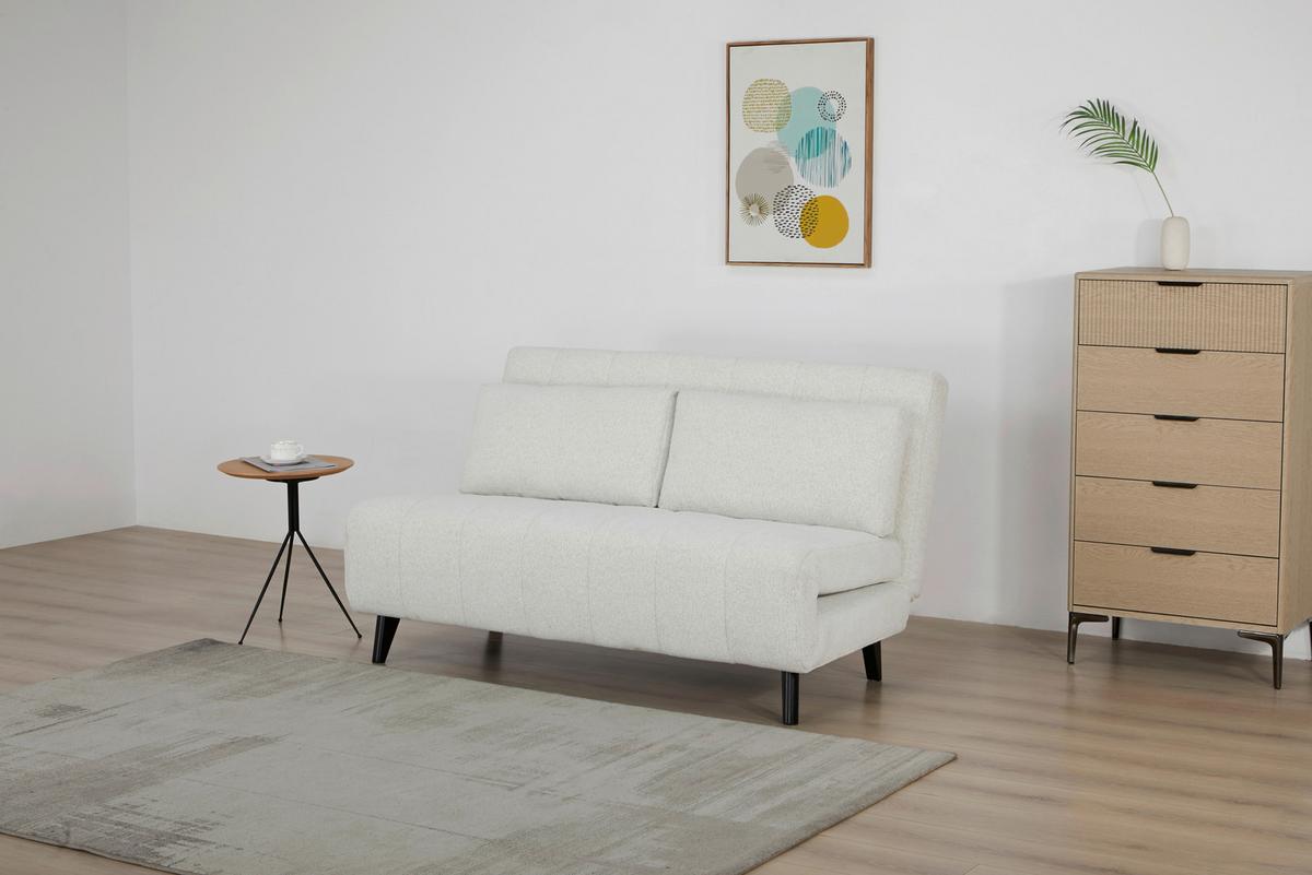 SOFA Z FUNKCJĄ SPANIA ALEKSA - biały/czarny, Design, drewno/tkanina (143/82/88cm) - Carryhome