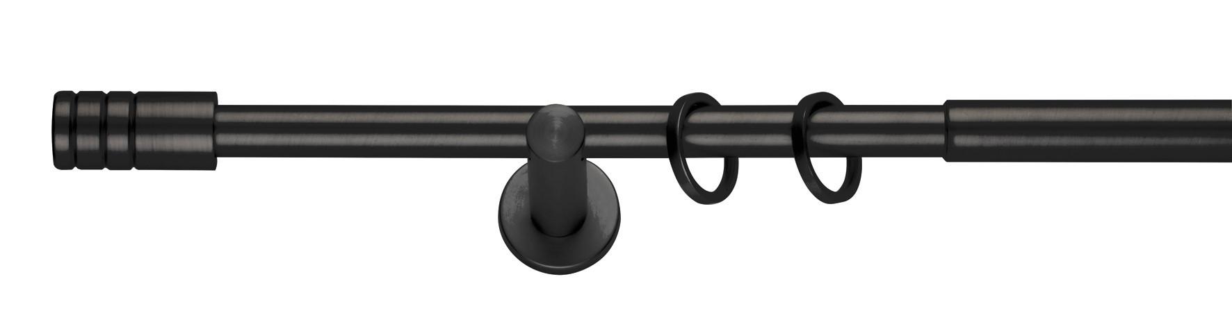 Vorhangstangenset Rillcube Schwarz - Schwarz, Metall (210-400cm) - Premium Living