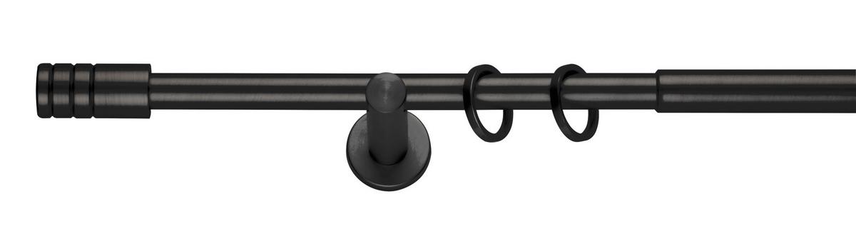 Vorhangstangenset Rillcube Schwarz - Schwarz, Metall (160-280cm) - Premium Living