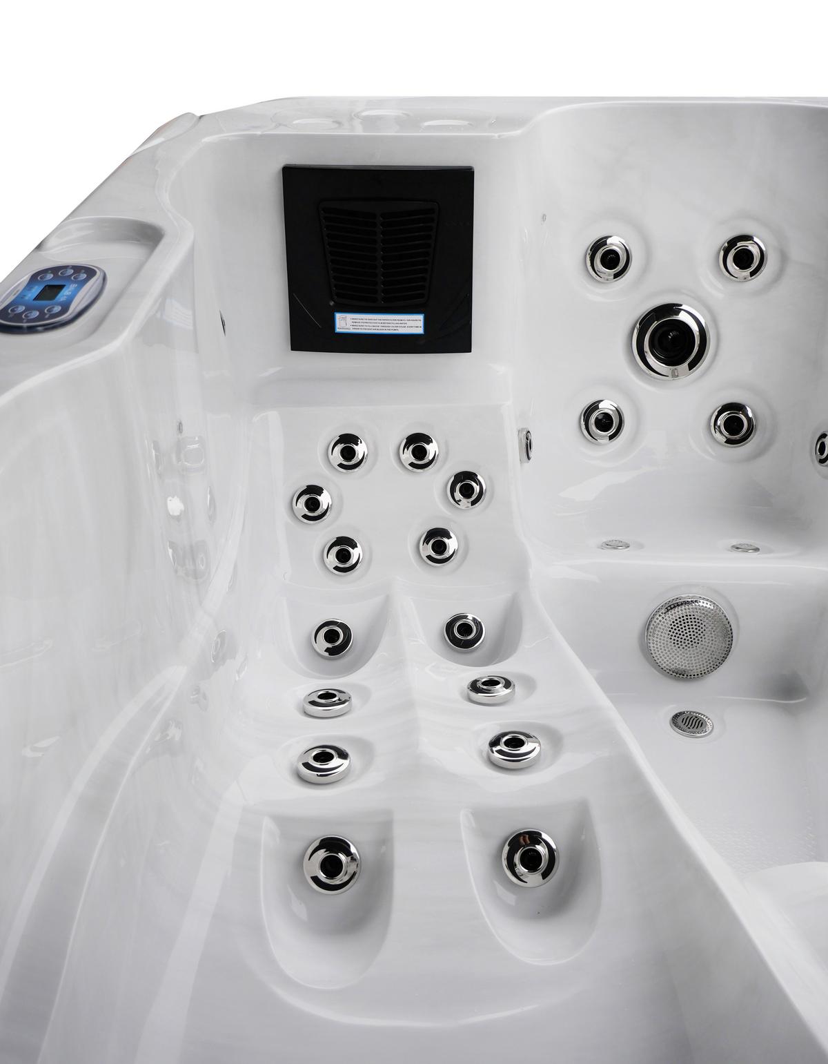 Whirlpool Capri Grauweiß ca. 210x160x90cm - Grauweiß, KONVENTIONELL, Kunststoff (210/160/90cm) - Sanotechnik