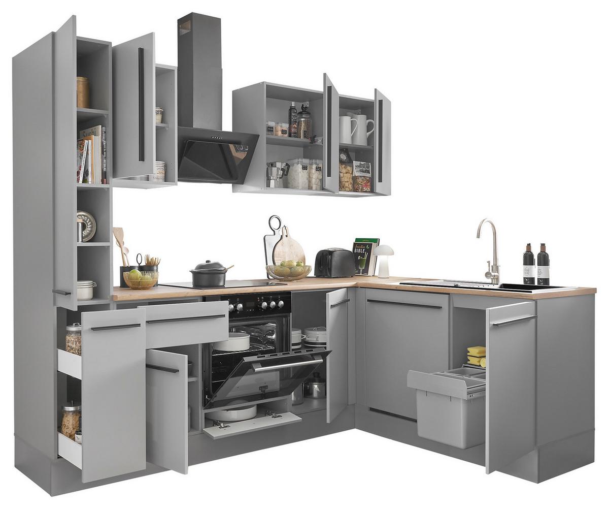 ECKKÜCHE DENVER - Eichefarben/Schwarz, Design, Holzwerkstoff/Kunststoff (250/175cm) - P & B