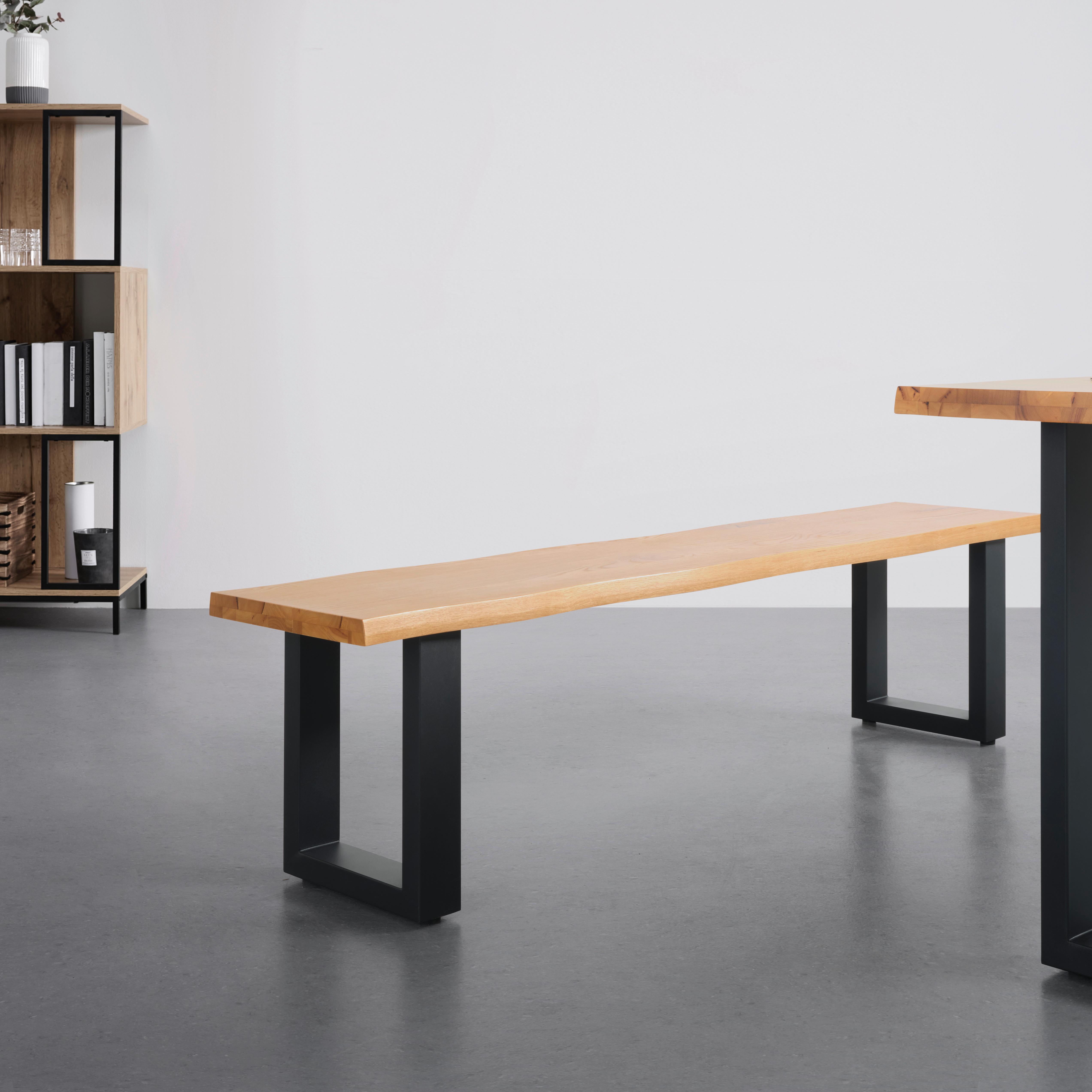 Sitzbank Boston Schwarz/Eiche Artisan - Schwarz/Eiche Artisan, MODERN, Holz/Metall (180/45/38cm) - Mömax