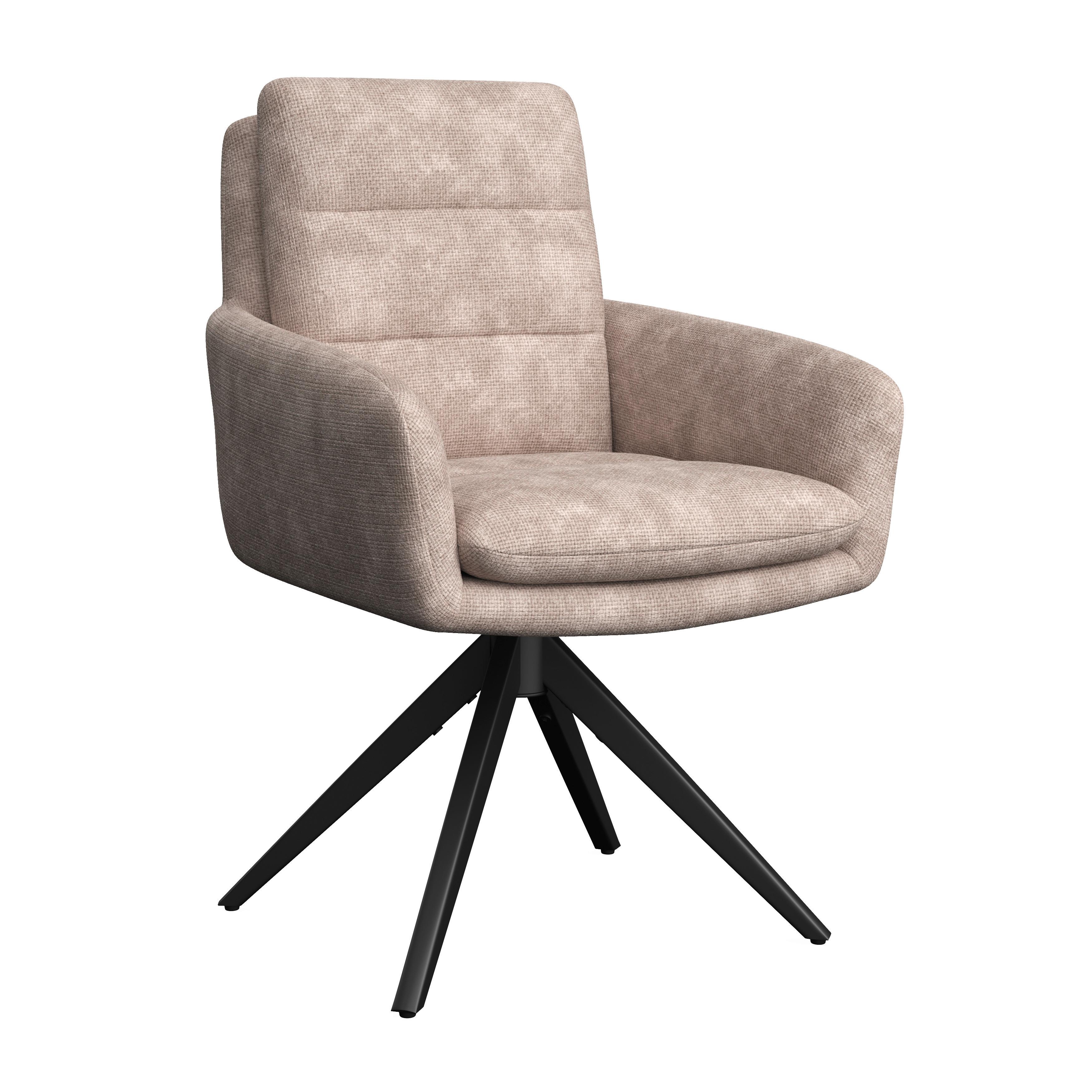 Armlehnstuhl Laurin Taupe Webstoff Drehbar Gepolstert - Taupe/Schwarz, MODERN, Holz/Textil (59/93/63cm) - Bessagi Home