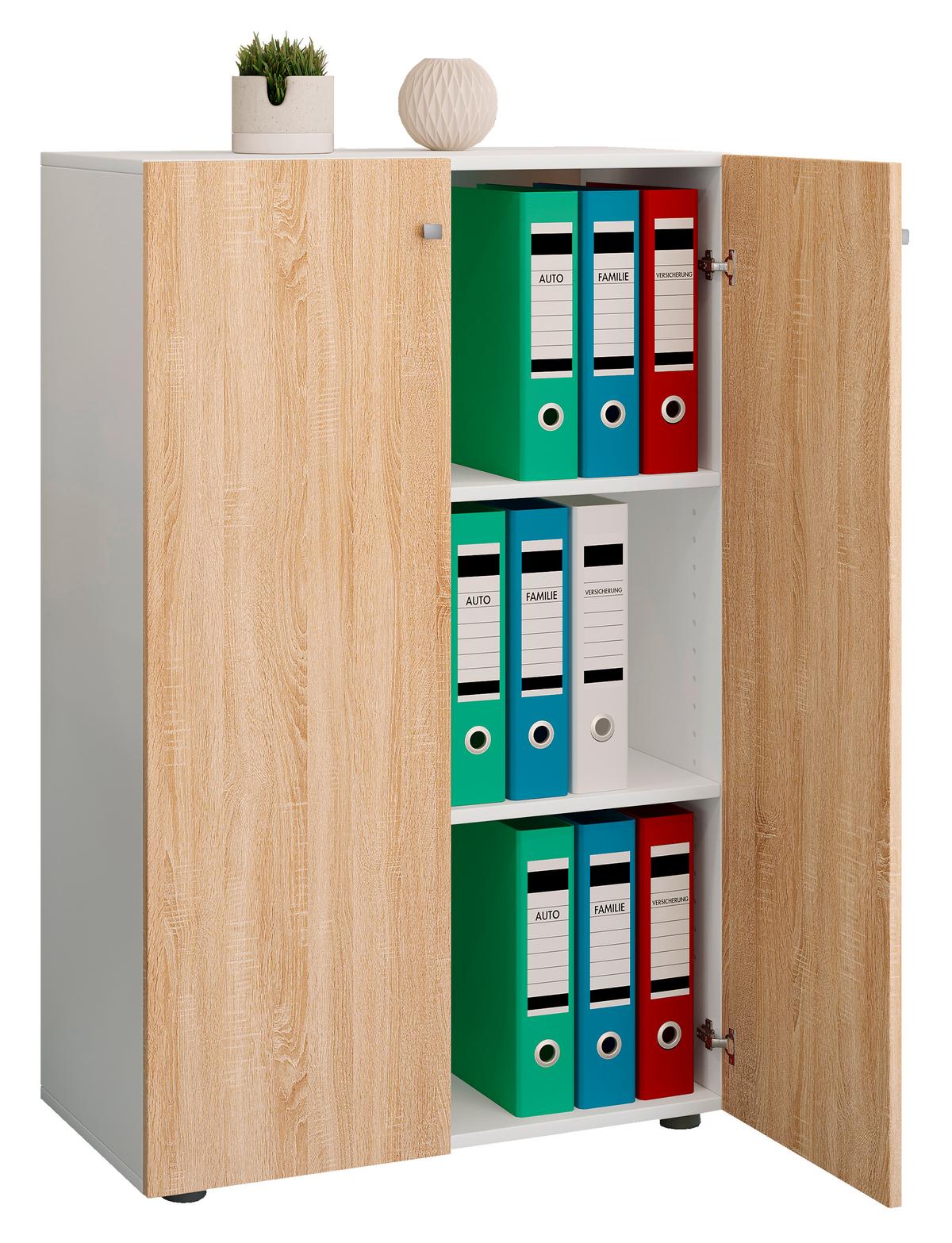 Arhivska Omara Lona Xl, Bela, Barva Hrasta - bela/hrast sonoma, Design, leseni material (70/110/39cm) - MID.YOU