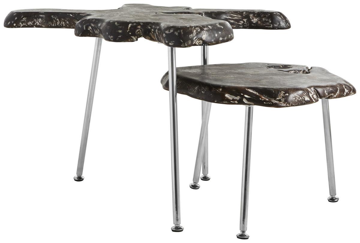 STOLIK BOCZNY UNIQUE - czarny/kolor aluminiowy, Lifestyle, metal/drewno (60-75/50/50cm) - Landscape