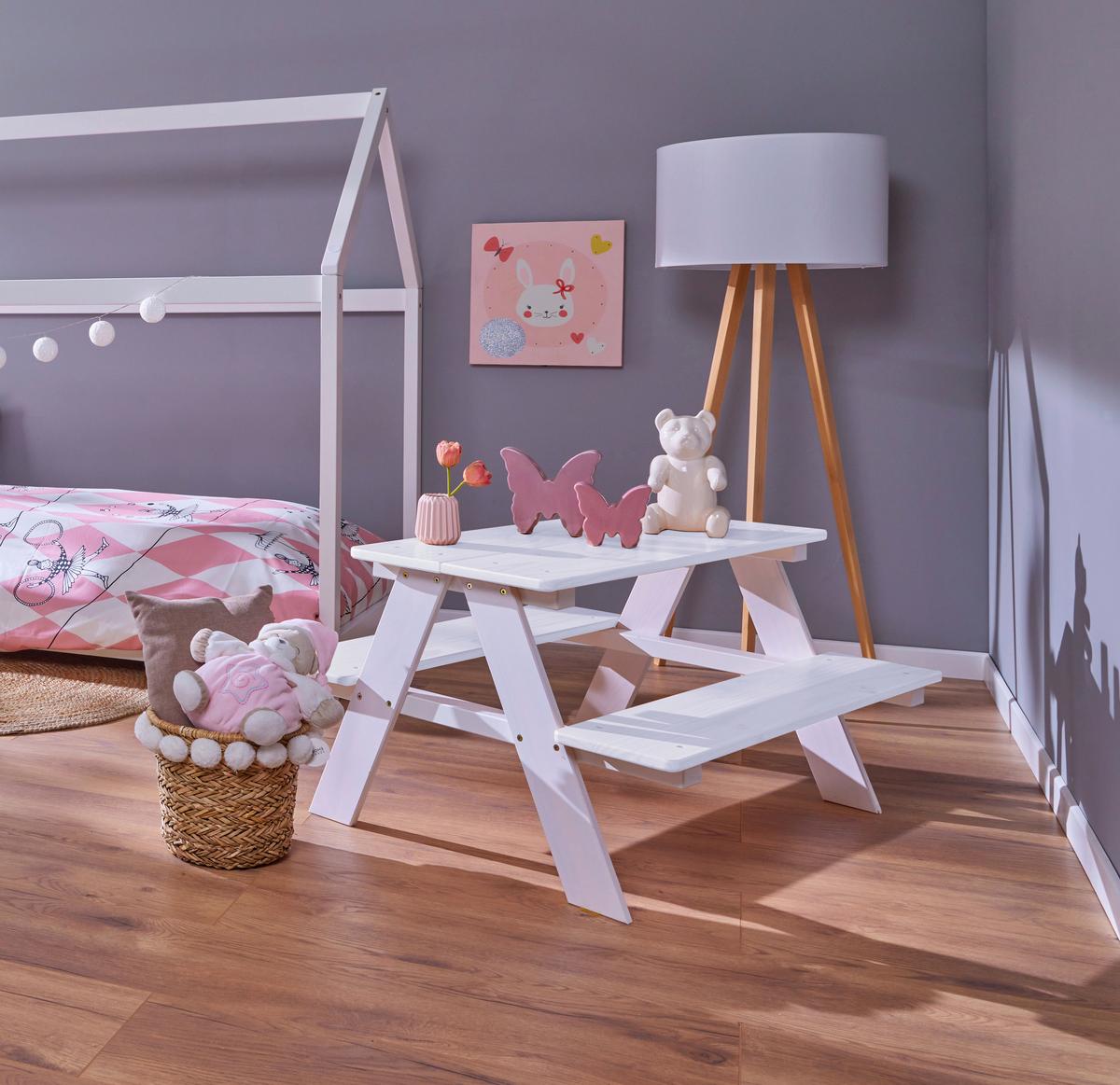 Kindertisch aus Kiefer in Weiss - Weiss, Konventionell, Holz (90/50/82cm) - Zandiara