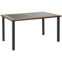 Vrtna Miza Bernd, Aluminij, Kaljeno Steklo, 140x90 - črna/naravne barve, Moderno, kovina/umetna masa (140/74/90cm) - Beldano